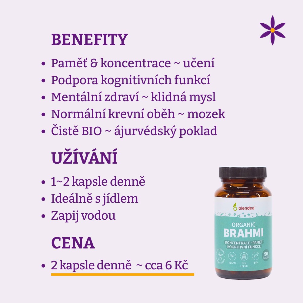 Brahmi vegan kapsle ~ Benefit, užívání a cena za den