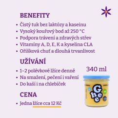 Ghí ~ přepuštěné máslo BIO 340 ml ~ benefity, užívání a cena za den