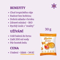 Mango + kokos ~ latte vegan nápoj 30 g ~ benefity, užívání a cena za den