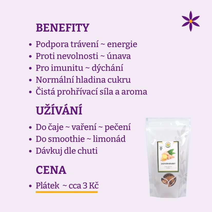 Zázvorové sušené plátky ~ benefity, užívání a cena za den 