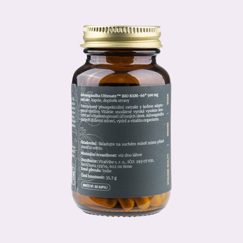 Ašvaganda ~ KSM66 extrakt kapsle ~ zadní strana