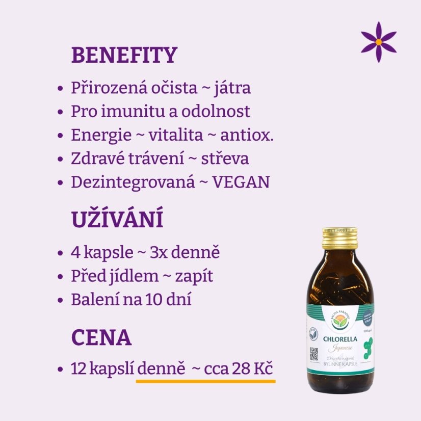 Japonská chlorella ~ vegan kapsle ~ benefity, užívání a cena za den 