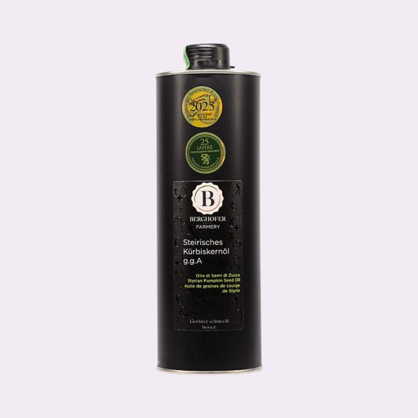 Štýrský dýňový olej v dóze 1000 ml ~ čistá produktová fotografie