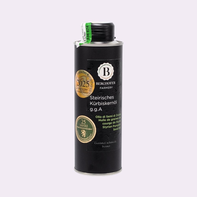 Štyrský dýňový olej v dóze ~ černé zlato - objem oleje: 250 ml