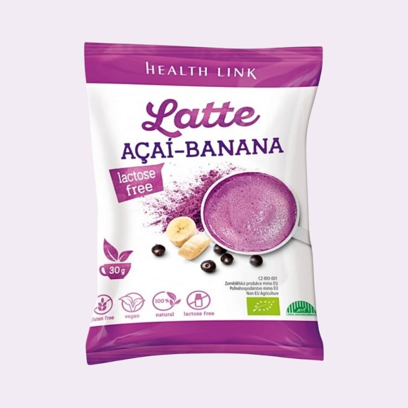 Acaí + banán ~ latte vegan nápoj 30 g ~ čistá produktová fotografie
