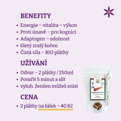 Ženšen červený pravý ~ plátky ~ benefity, užívání a cena za den 