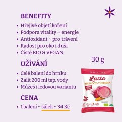 Řepa + kurkuma ~ latte vegan nápoj 30 g ~ benefity, užívání a cena za den 