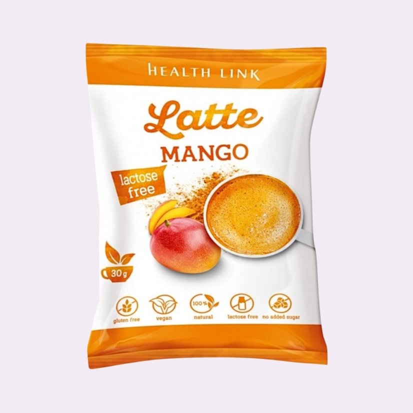Mango + kokos ~ latte vegan nápoj 30 g ~ čistá produktová fotografie