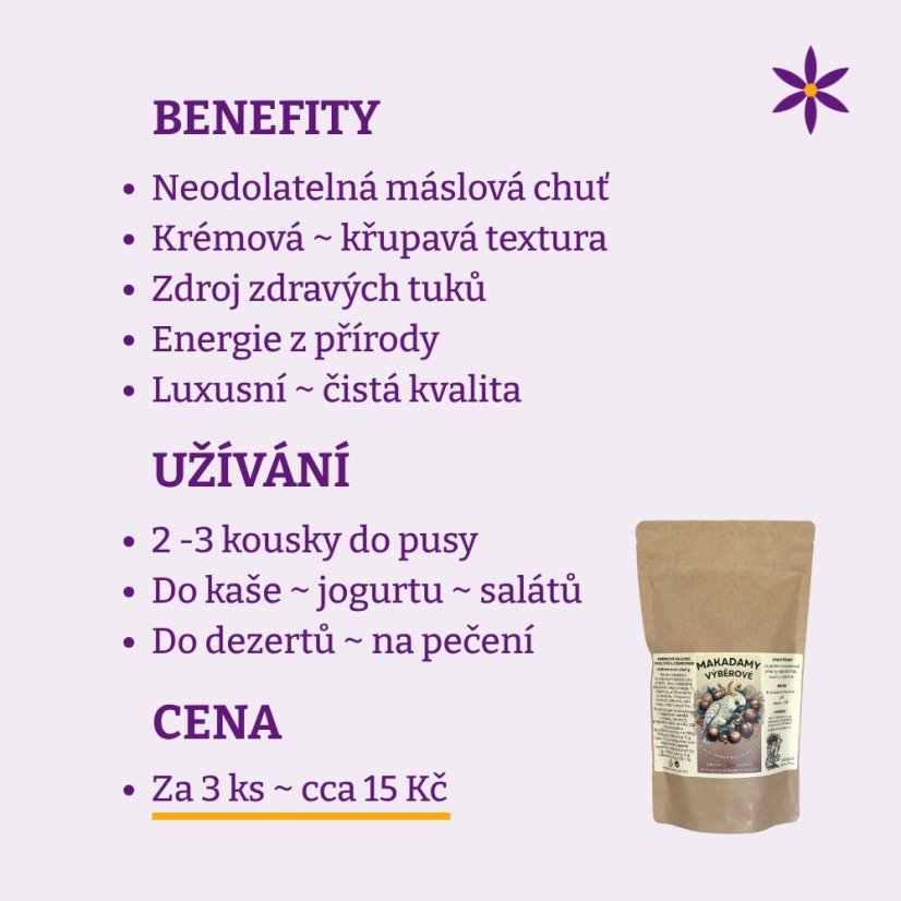 Makadamové ořechy ~ benefity, užívání a cena za den