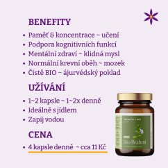 Brahmi vegan kapsle ~ benefity, užívání a cena za den Brahmi vegan kapsle ~ benefity, užívání a cena za den