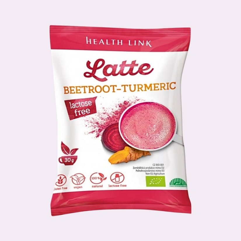 Řepa + kurkuma ~ latte vegan nápoj 30 g ~ čistá produktová fotografie