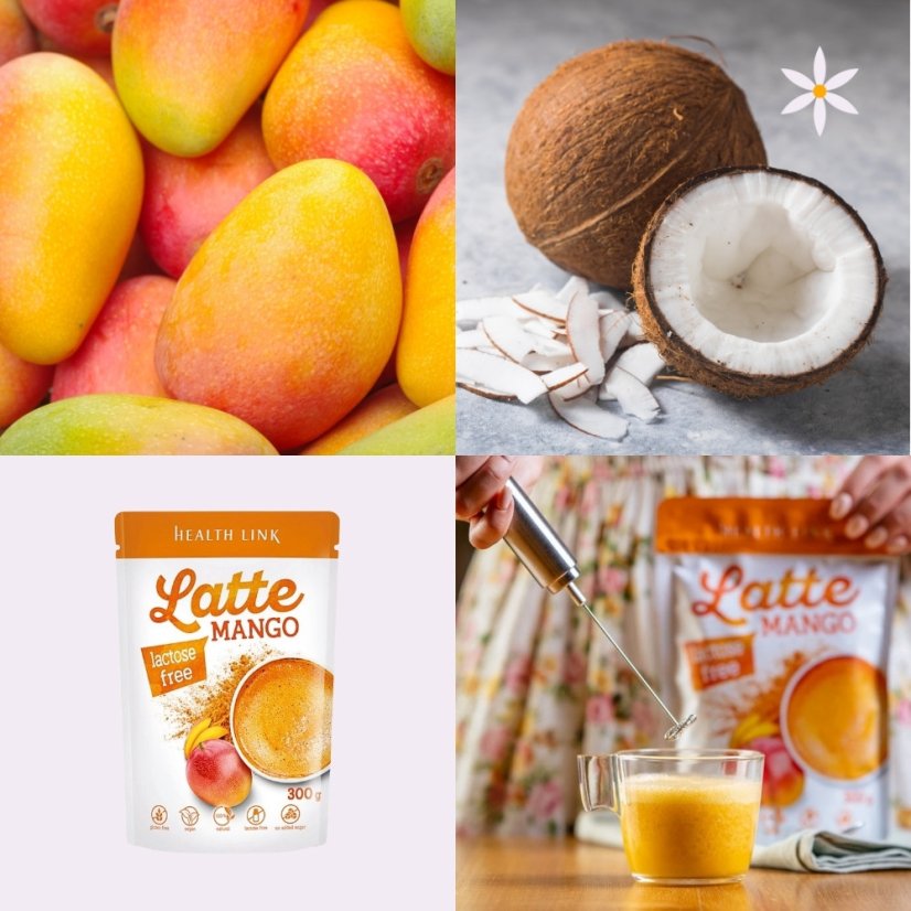 Mango + kokos ~ latte vegan nápoj 300 g ~ další produktové fotografie