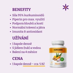 Kurkumin ~ extrakt vegan kapsle ~ benefity, užívání a cena za den 
