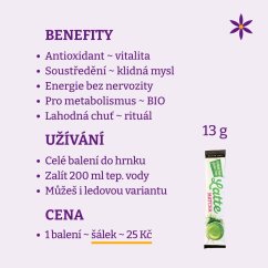 Matcha ~ latte vegan nápoj 13 g ~ benefity, užívání a cena za den 