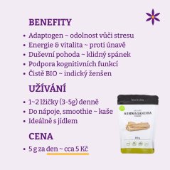 Ašvaganda jemně mletá ~ benefity, užívání a cena za den 
