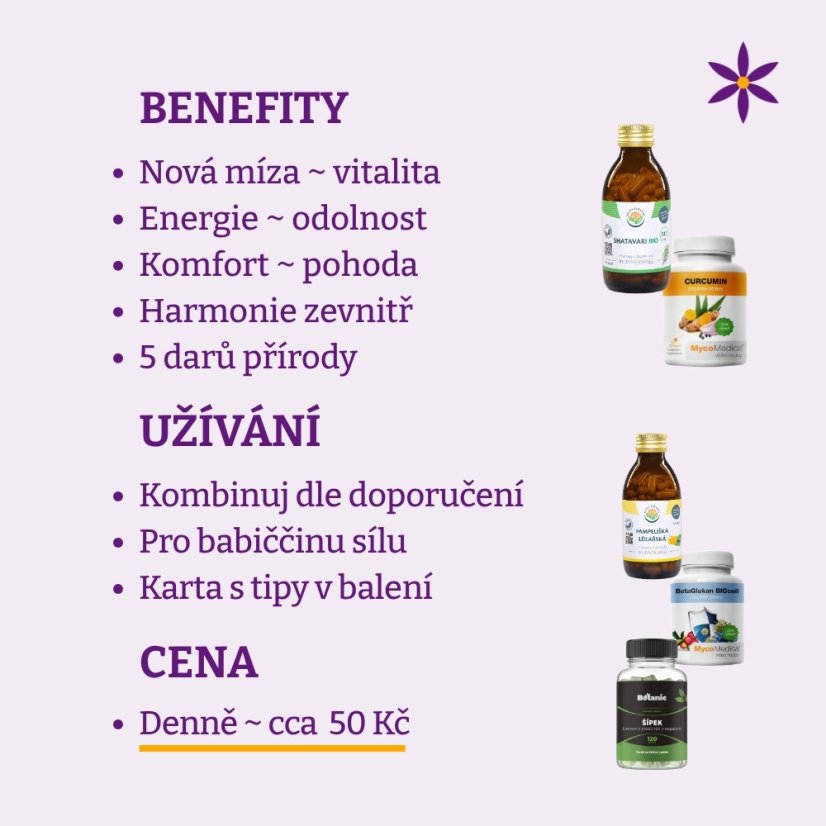 Babiččin balíček ~ nová míza do života  ~ benefity, užívání a cena za den 