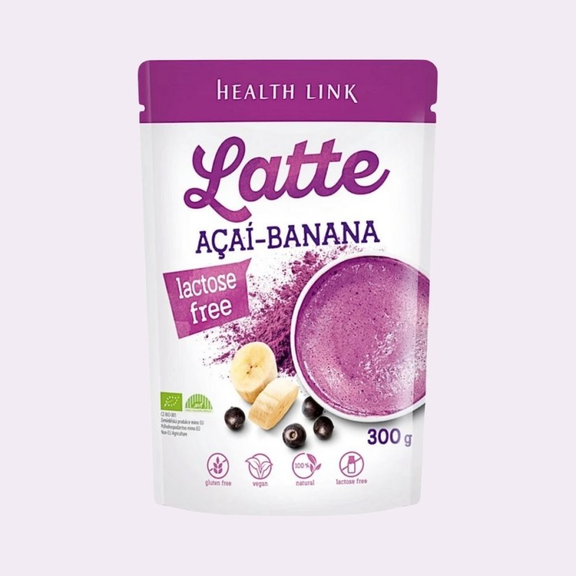 Acaí + banán ~ latte vegan nápoj 300 g ~ čistá produktová fotografie