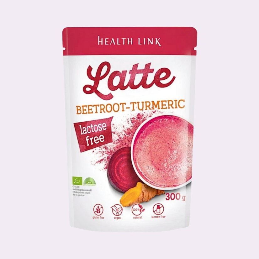 Řepa + kurkuma ~ latte vegan nápoj 300 g ~ čistá produktová fotografie