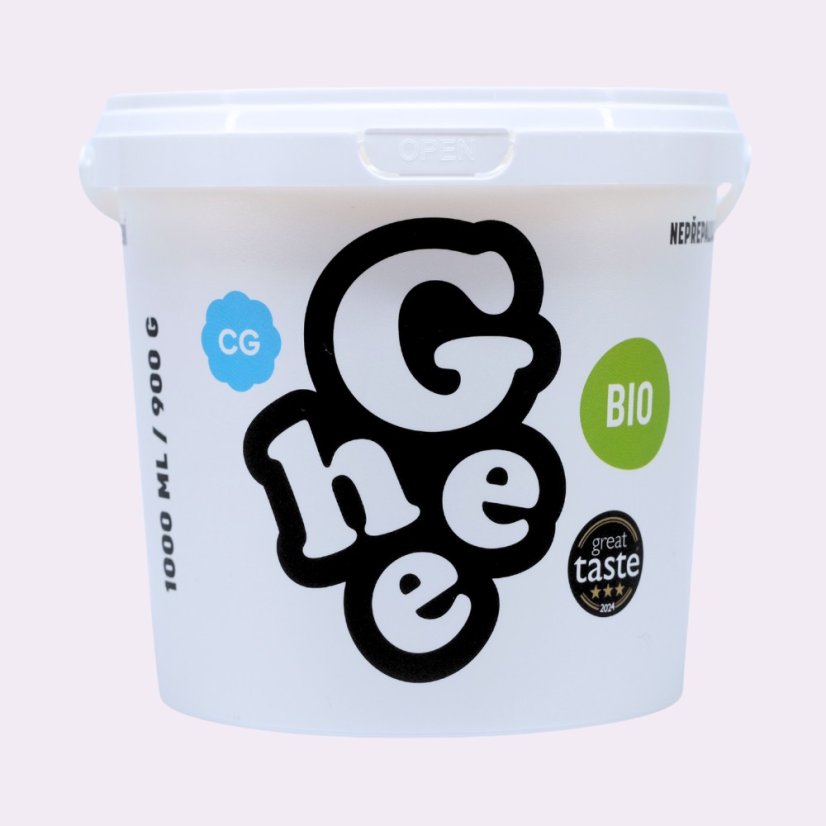 Ghí ~ přepuštěné máslo BIO 1000 ml ~ čistá produktová fotografie