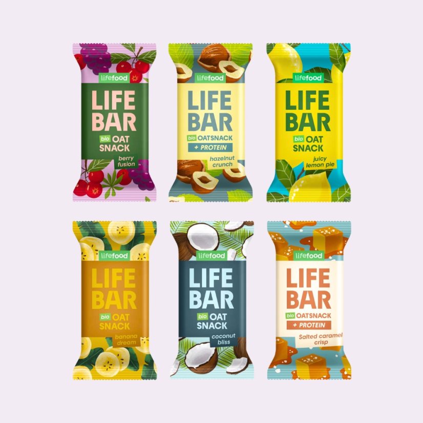 Chutné ovesné tyčinky LifeBar 6 příchutí