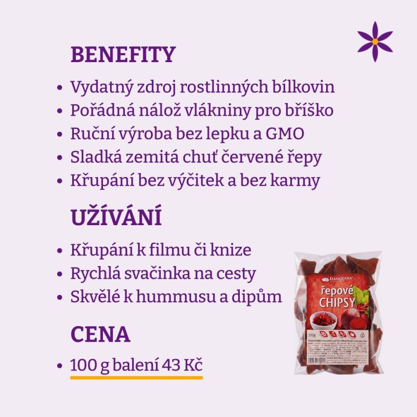 Řepové chipsy ~ benefity, užívání a cena za balení