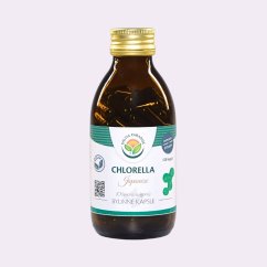 Japonská chlorella ~ vegan kapsle ~ čistá produktová fotografie