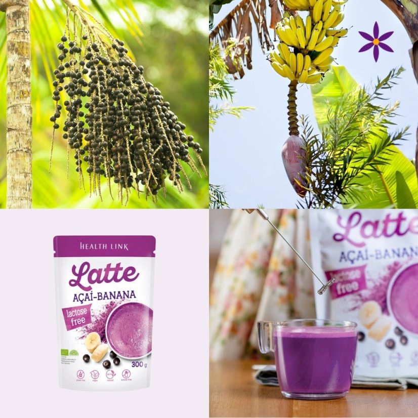Acaí + banán ~ latte vegan nápoj 300 g ~ další produktové fotografie