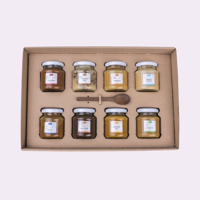 Osm medů ~ čistá produktová fotografie