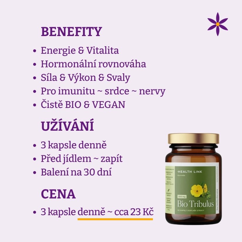 Kotvičník ~ vegan kapsle ~ benefity, užívání a cena za den 