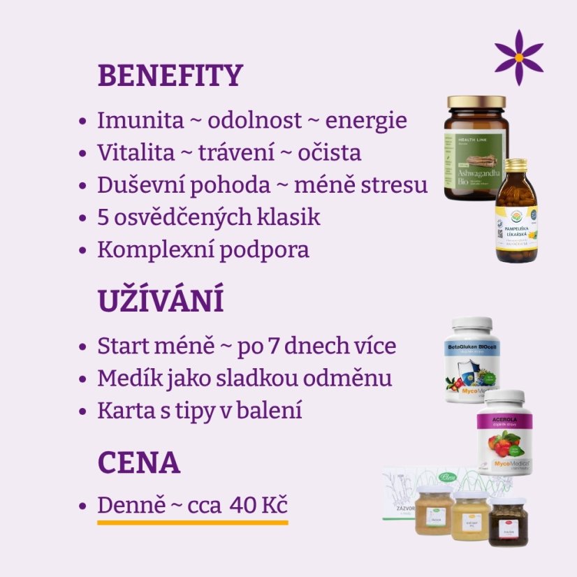 Přírodní balíček II ~ osvědčené klasiky ~ benefity, užívání a cena za den 