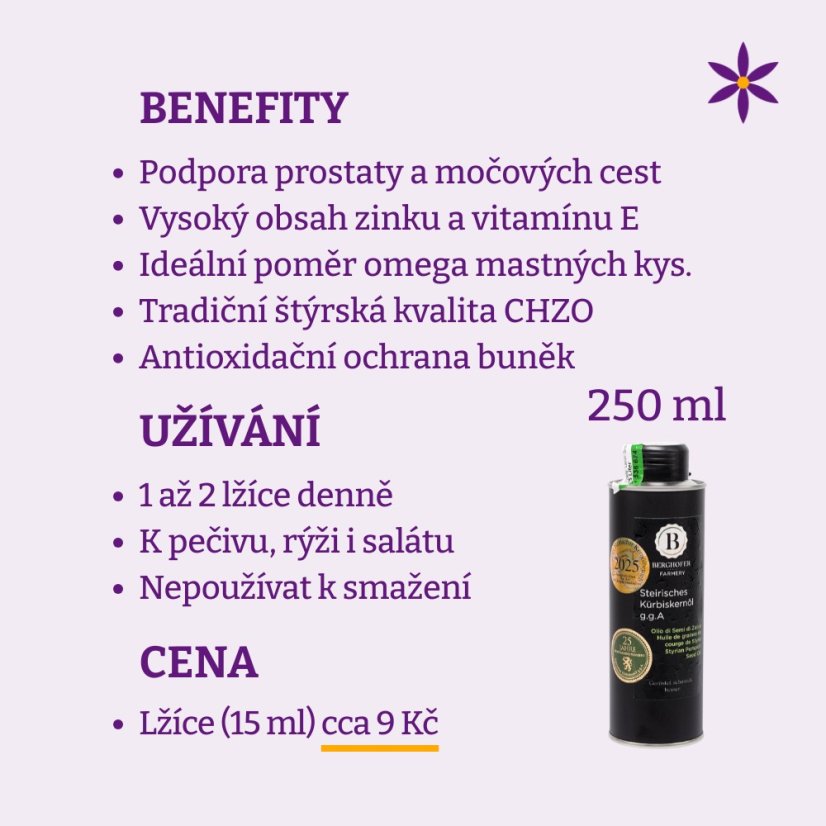 Štyrský dýňový olej v dóze ~ černé zlato - objem oleje: 250 ml