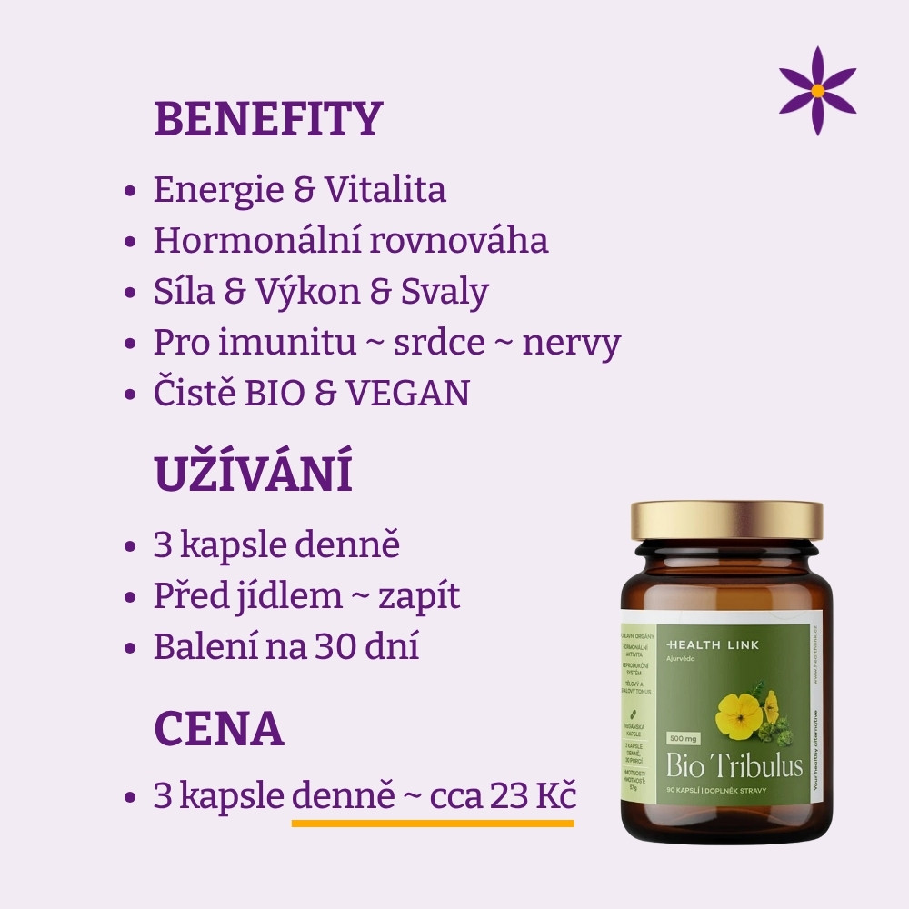 Kotvičník ~ vegan kapsle ~ Benefit, užívání a cena za den