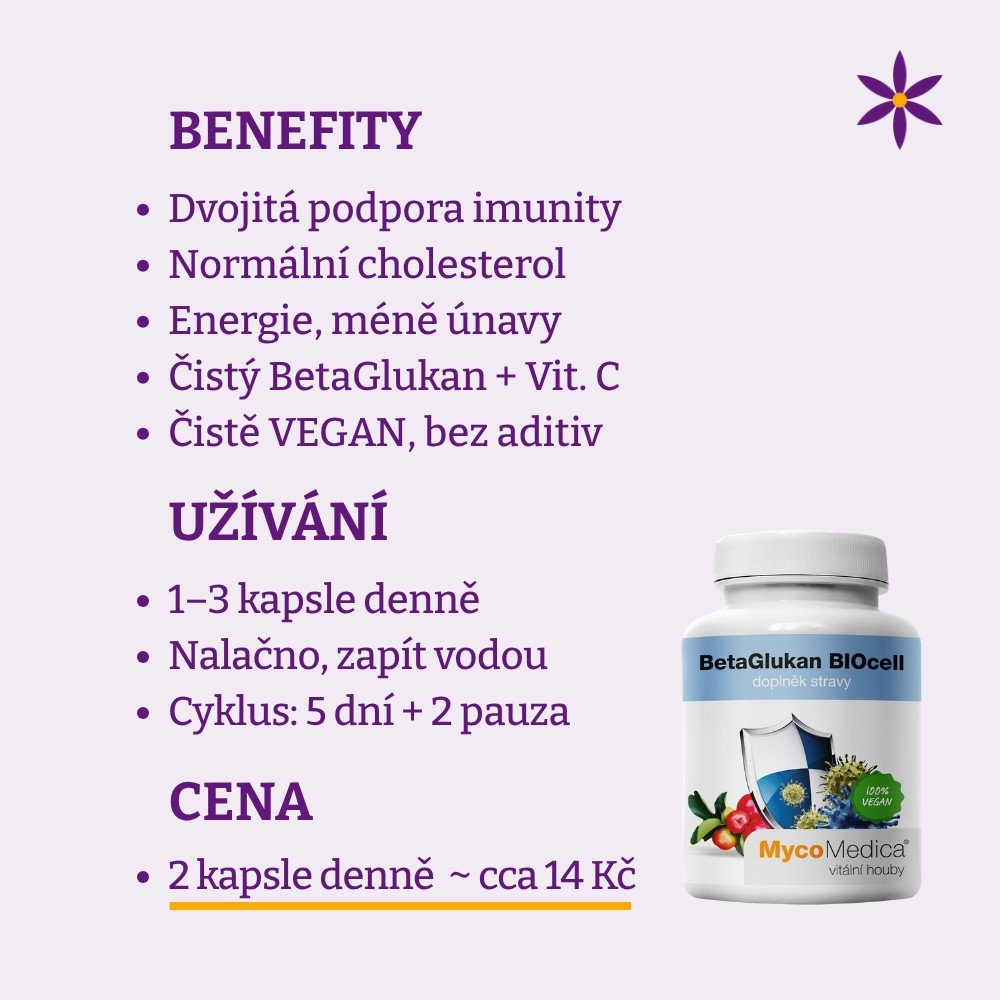 Betaglukan vegan kapsle ~ Benefit, užívání a cena za den